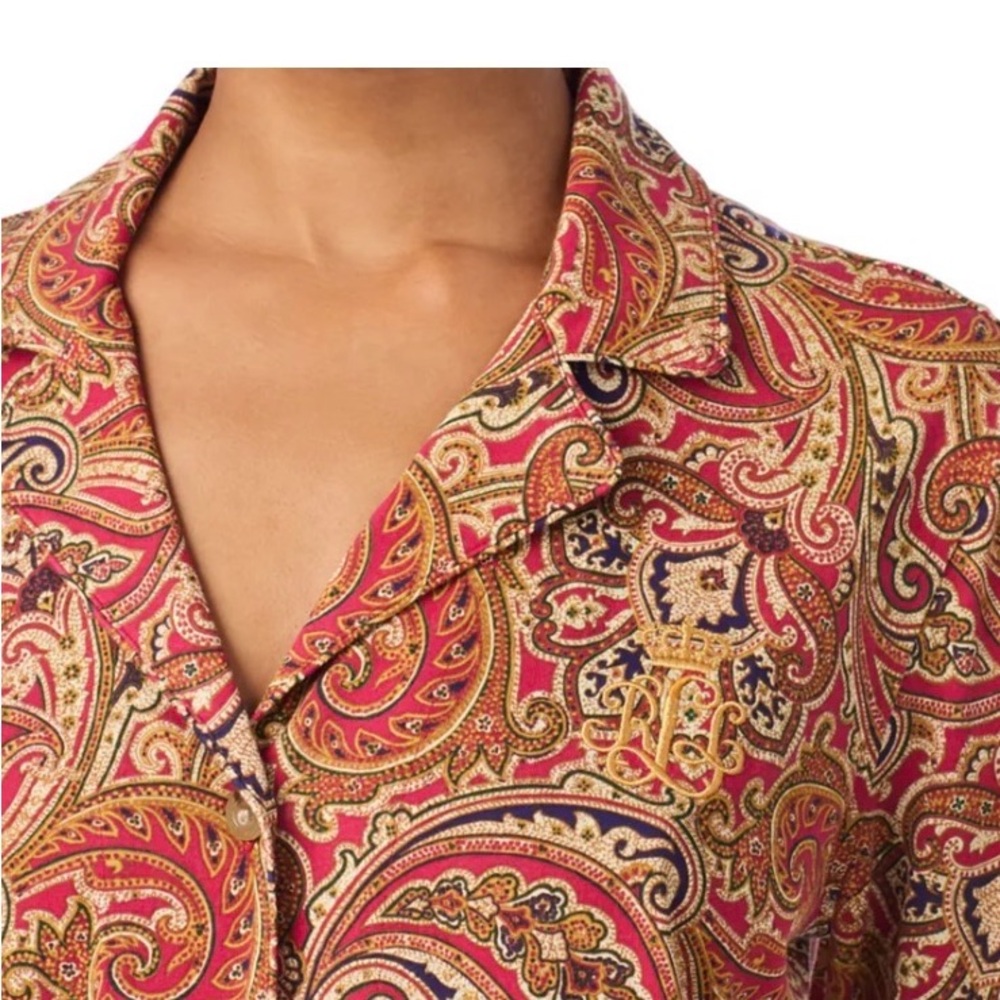Lauren Ralph Lauren NWT Multicolor Paisley Pajama Top and Pants